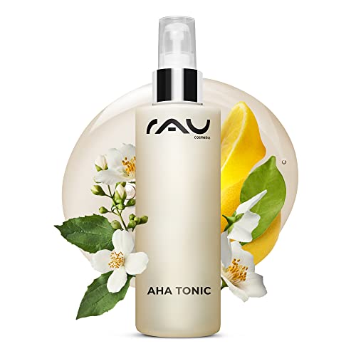 RAU Cosmetics Fruchtsäure Gesichtswasser AHA Tonic 200 ml - Gesichtstonic gegen Unreinheiten und Große Poren für Unreine Haut, Fettige Haut, Reife Haut - Toner mit Weißem Tee und AHA Säuren