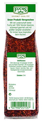 Fuchs Gewürze – Chili Flocken, feurige Chiliflocken mit fruchtig-scharfem Aroma, zum Würzen von Chili con Carne, Thai-Currys oder scharfen Soßen, vegan, 2 x 60 g
