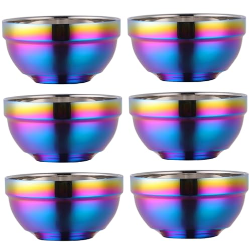 6pcs Edelstahlschalen für Kinder, doppelschichtige Isolierung und Spülmaschine Safe & Unbreakable Rice Bowl für Erwachsene und Kinder Edelstahlschalen dicke doppelschichtige isolierte Reis.