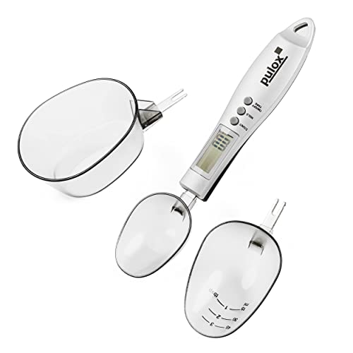 Löffelwaage PLW-100 von pulox mit drei Löffeln 25 ml, 45 ml und 180 ml von 0,1 g genau bis 300 g Tragkraft Digitale Küchenwaage, Feinwaage