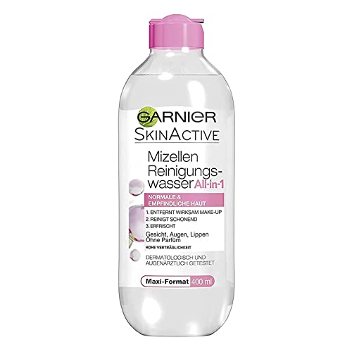 Garnier Mizellen Reinigungswasser, Gesichtsreinigung für normale & empfindliche Haut, Optimale Verträglichkeit - ohne Parfüm, Skin Active, 6er Pack, 400 ml