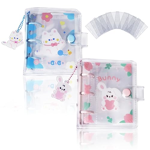 CIOUYAOS 2pcs Kpop Photocard Binder Fotoalbum mit 10pcs Sleeves, 3 Inch Mini Cute Kpop Photo Album mit Schlüsselanhänger, Kleines Photocard Holder für Sammeln Bild Lomo Card (60 Taschen)