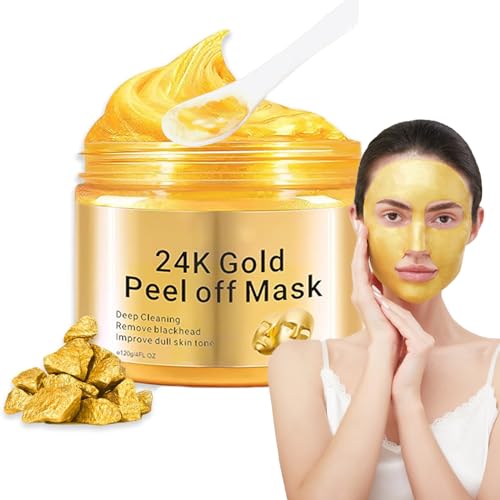 24k Gold Peel Off Maske, Anti Falten Anti Aging Gesichtsmaske für Jeden Hauttyp, Hautstraffend & Verjüngend Für Strahlende Gesichtsmasken, Koreanische Kosmetik, 120ml