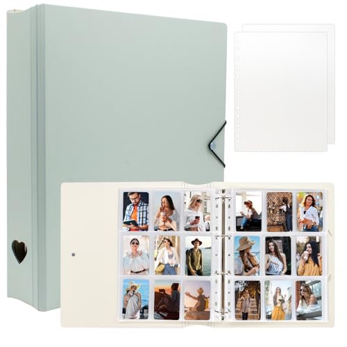 A4 Fotoalbum für Instax Mini 11 12 9 8+ 8 7+ LiPlay Film, Fotokartenbinder für Polaroid SnapTouch PIC-300 Z2300 Fotodrucker, 2x3 Fotobuch für Kpop Card (Minze)