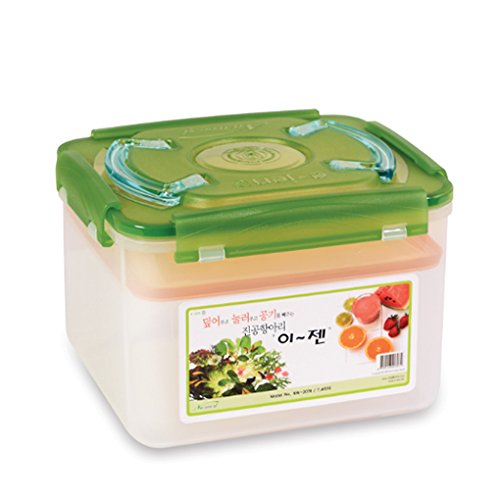 e-jen Probiotischer Gärbehälter für Kimchi, Sauerkraut mit Vakuuminnendeckel, Steingut-Grün, 7,4 l