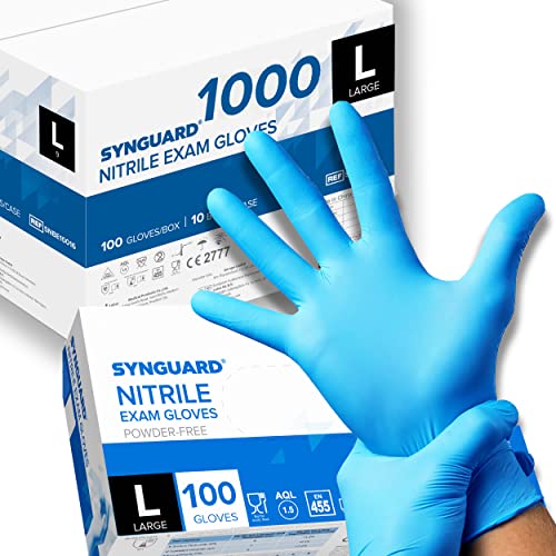 1000 Nitril-Handschuhe, puderfrei, latexfrei, hypoallergen, Lebensmittelhandschuhe, medizinische Einweghandschuhe (Größe L)