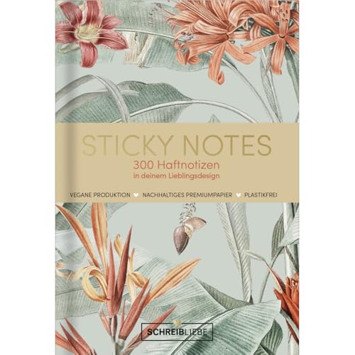 Sticky Notes Paradise: Notizzettel-Set, selbstklebende Haftnotizen, für alle Oberflächen in 6 verschieden Motiven, 300 Sticker - SchreibLiebe