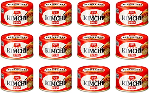 DONGWON Kimchi, koreanisch eingelegter Kohl [12x 160g] KIM CHI / Kimchee + ein kleines Glückspüppchen - Holzpüppchen