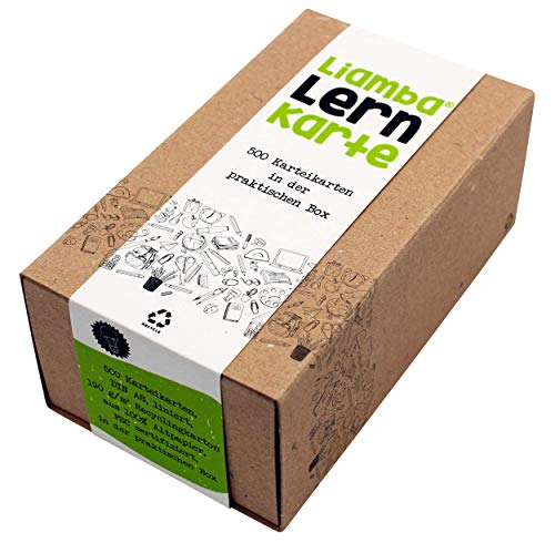 Liamba Lernkarte 500 Karteikarten in der praktischen Lernbox, DIN A8 Format, 7,4 x 5,2cm