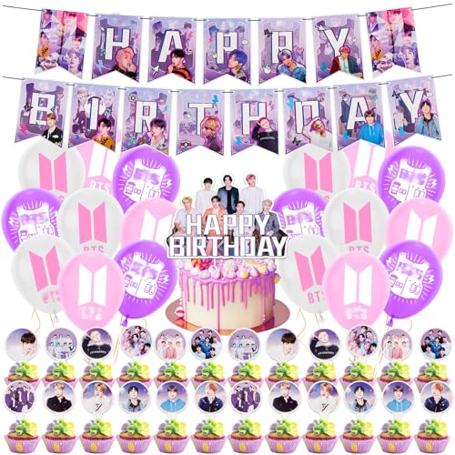 Geburtstag Dekoration, 44 Stück B-T-S Geburtstagsdeko Set Banner Latex Ballon Kuchendeko Party Geburtstag Deko für Army Fans