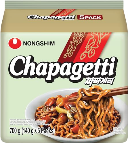 Nong Shim Instantnudeln Chapaghetti – Traditionelles koreanisches Nudelgericht - schnelle Zubereitung – 1er Multipack - 5 x 140g
