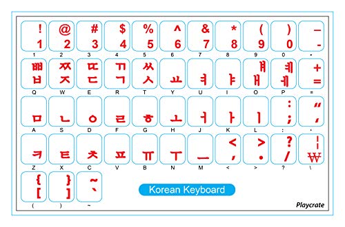 Koreanische transparente Tastatur-Aufkleber – 2 Stück für PC, Laptop, Computer-Tastaturen, wählen Sie Farbe (rot)