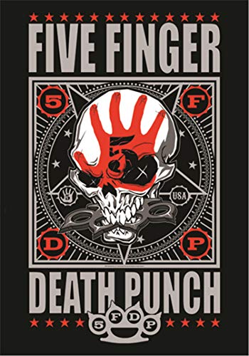 Heart Rock Bandiera Originale Finger Death Punch - Punchagram Tessuto, Multicolore, 110x75x0.1 cm
