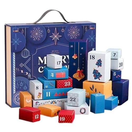 Adventskalenderboxen für Weihnachten | 24 Tage Countdown zu Weihnachten | Multifunktions-Behälter nummeriert saisonal für Schokolade Nougat kleine Spielzeug Schmuck