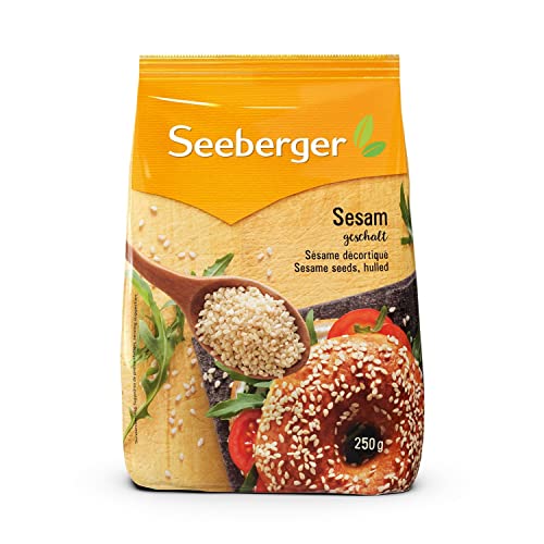Seeberger Sesam geschält: Ganze Samen der Sesam-Pflanze - als Backzutat, zum Kochen und Dekorieren von Speisen - ohne Zusätze, vegan (1 x 250 g)