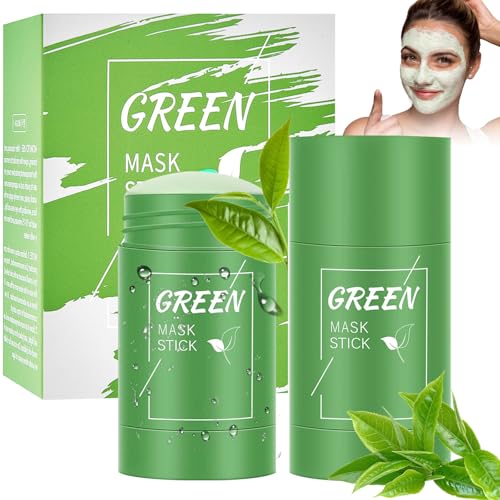2 Stück Mask Clay Stick, Green Tea Cleanse Mask, Maskenstab,Feuchtigkeitsspendende Pflegende Haut, Green Pore Stick, Schönheitsreinigungspflege, Für Alle Hauttypen von Männern und Frauen