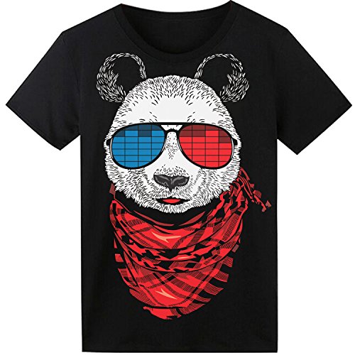 LED T-Shirt für Party Hiphop Cosplay Konzert Geburtstagsgeschenk Beste Christmas Kostüm Sound Aktiviertes Equalizer Shirt DJ T-Shirt(Panda)