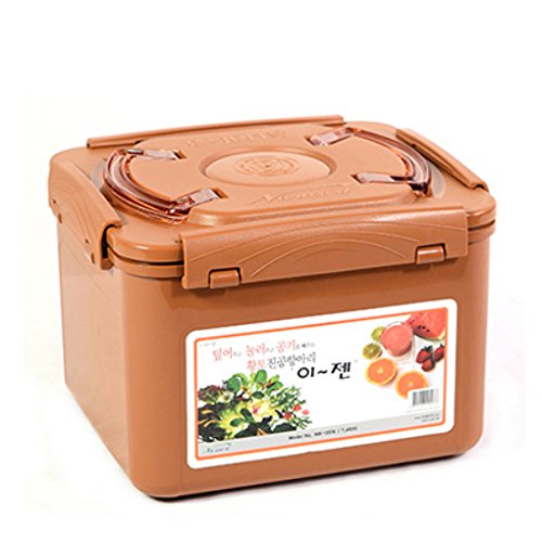e-jen Probiotischer Gärbehälter für Kimchi, Sauerkraut mit Vakuuminnendeckel, Steingut-Braun, 7,4 l