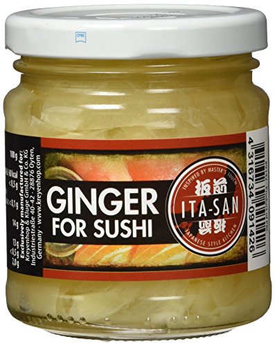 ITA-SAN weißer Ingwer für Sushi, im Glas, vegan, halal, glutenfrei (6 x 190 g)