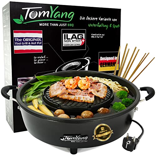 TomYang Hot Pot – Der Original Thai Grill, Designed in Germany, Schweizer Antihaftbeschichtung, mehr als 100 Anleitungsvideos & Rezepte. Korean BBQ, Hotpot, Mookata Thai Hot Pot Topf