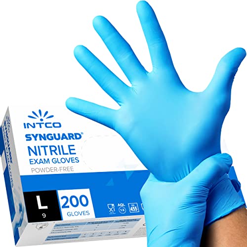 200 Stück Nitril-Handschuhe, puderfrei, latexfrei, hypoallergen, Lebensmittelhandschuhe, Einweghandschuhe (Größe L)