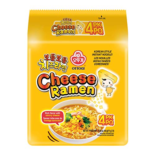 Ottogi Cheese Ramen Instantnudel im koreanischen Stil mit reichhaltigem Geschmack mit herzhaftem Käse, 111 g, 4 Stück (444 g) | Vegetarische Nudel | Das Produkt aus Korea
