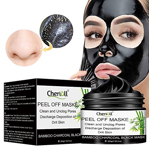 Charcoal Face Mask, Mitesser Maske, Peel off Maske, Bamboo Poren reinigen Anti Öl Kontrolle Reinigung Blackhead Maske,Peel Off Maske,200g