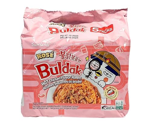 Samyang Rose Buldak Hot Chicken Flavor Ramen Nouilles Piquantes au Poulet 5 Stück