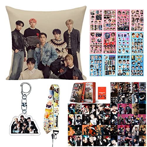 ENHYPEN Merchandise Set,ENHYPEN Fanartikel,Kpop ENHYPEN Geschenkset für Fans,1 Kissenbezug,ENHYPEN Stickers,ENHYPEN Photocards,1 Lanyard,Schlüsselbund