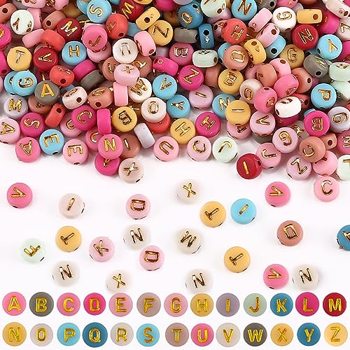 DIYDEC 1200 Stück Bunte Buchstaben Perlen, 7mm A-Z Buchstaben Perlen Set Colored Alphabet Beads mit Loch zum Auffädeln für Schmuckherstellung DIY Armbänder Halsketten Handwerk