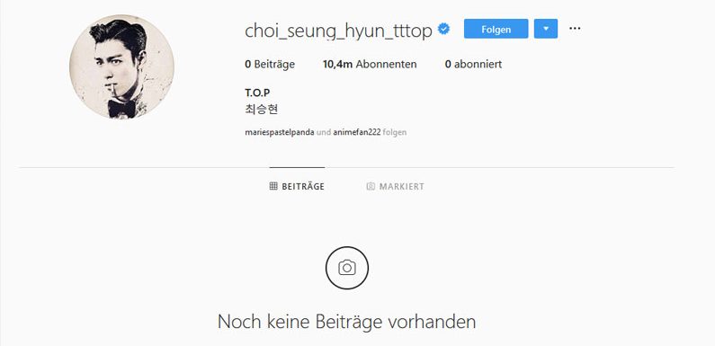 T.O.P hat all seine Instagram-Beiträge gelöscht