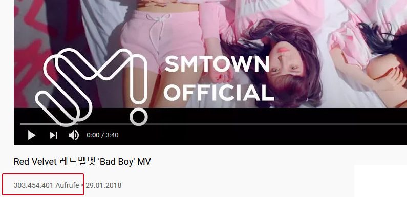 Bad Boy erreicht als erster Red Velvet Song 300 Mio. Views