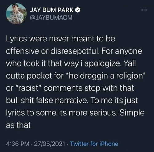 Jay-Park-erste-Entschuldigung