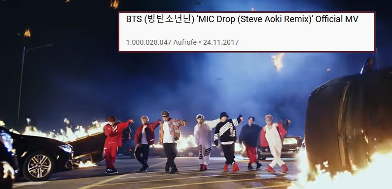 BTS‘ Musikvideo zu „Mic Drop“ hat 1 Mrd. Views erreicht!