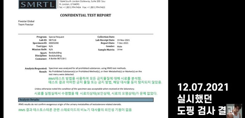 Kim Jongkook hat nun die Ergebnisse vom Doping-Test veröffentlicht