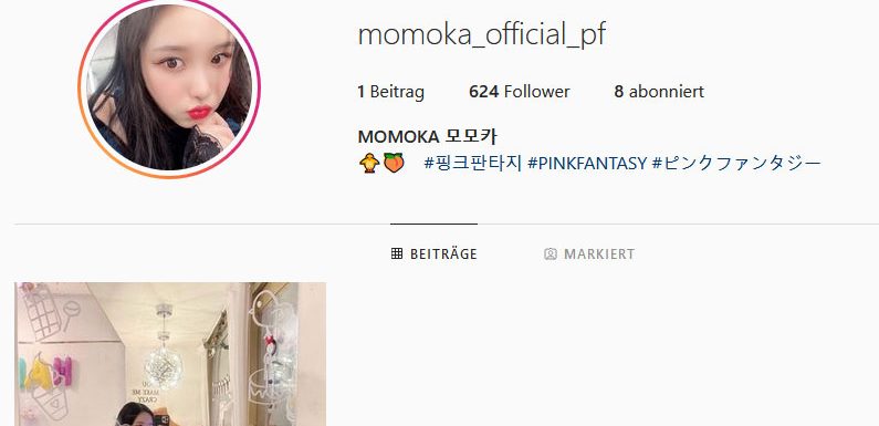 Momoka von Pink Fantasy hat nun einen eigenen Instagram-Account